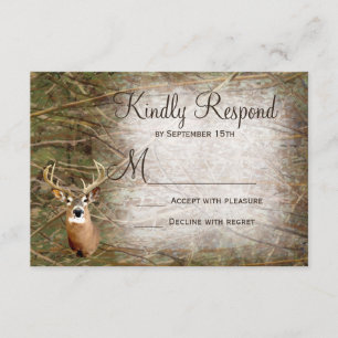Rustic Camo Hunting Hjort Antlers Bröllop OSA Kort