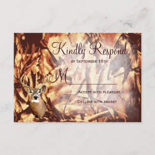 Rustic Camo Hunting Hjort Antlers Bröllop OSA Kort