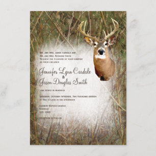 Rustic Camo Hunting Hjort Antlers Bröllopsinbjudni Inbjudningar