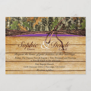 Rustic Camo Wood Wedding bjudande Inbjudningar