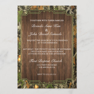 Rustic Camo Wood Wedding bjudande Inbjudningar