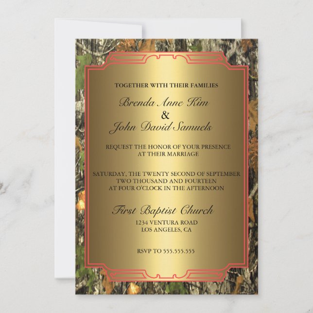 Rustic Camo Wood Wedding bjudande Inbjudningar (Framsida)