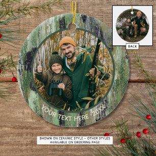 Rustic Camouflage Photo Namn Julgransprydnad Keramik