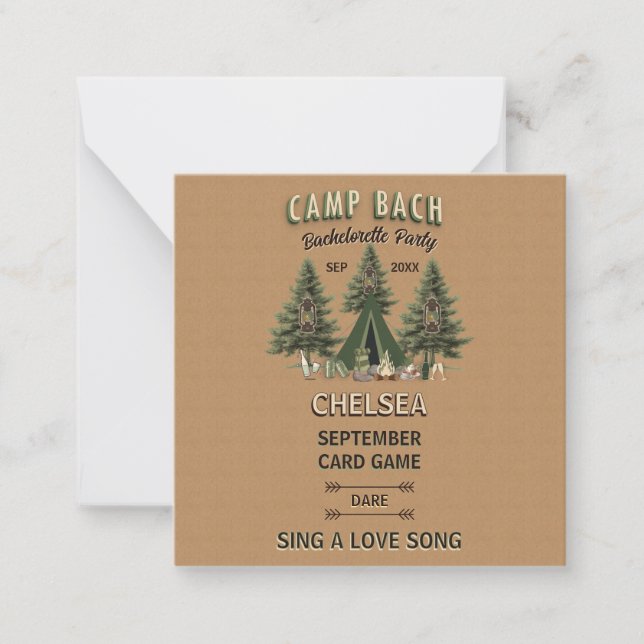 Rustic Camp Bach Bachelorette Party Dare Game Anteckningskort (Framsida)