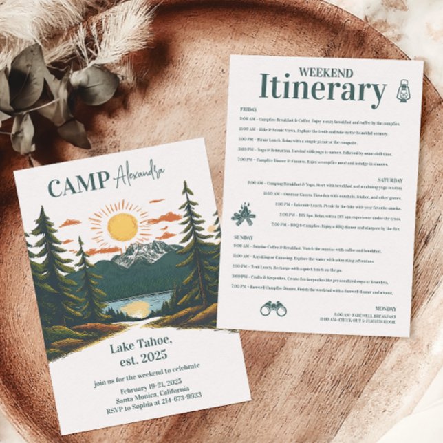 Rustic Camp Helg Retreat Bachelorette Inbjudningar (Skapare uppladdad)