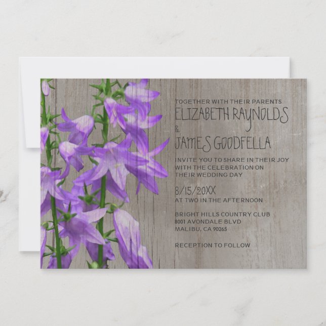 Rustic Campanula bröllopsinbjudningar Inbjudningar (Framsida)
