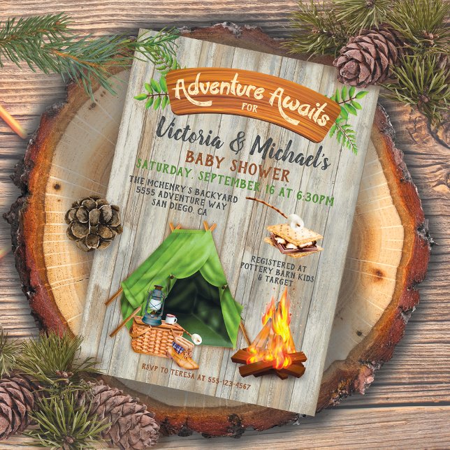 Rustic Camping Äventyr Baby Shower Inbjudningar (Skapare uppladdad)