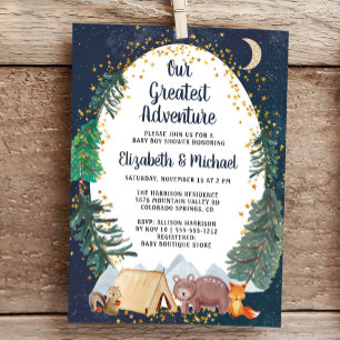 Rustic Camping Äventyr Par Baby Shower Inbjudningar