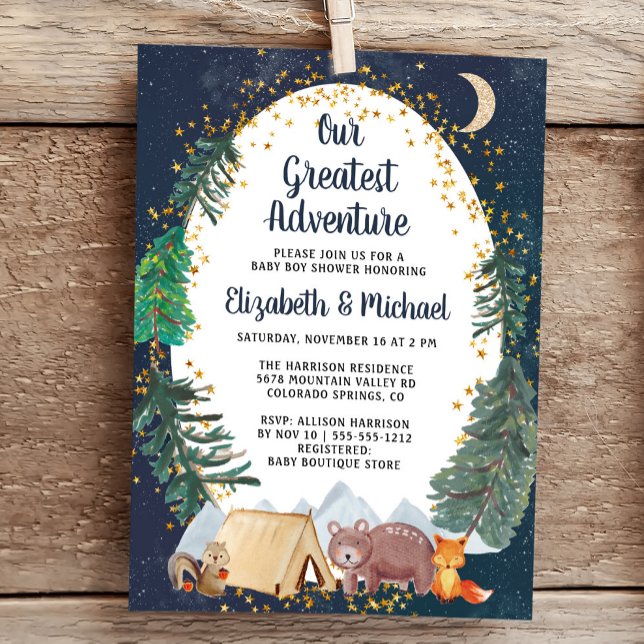 Rustic Camping Äventyr Par Baby Shower Inbjudningar (Skapare uppladdad)