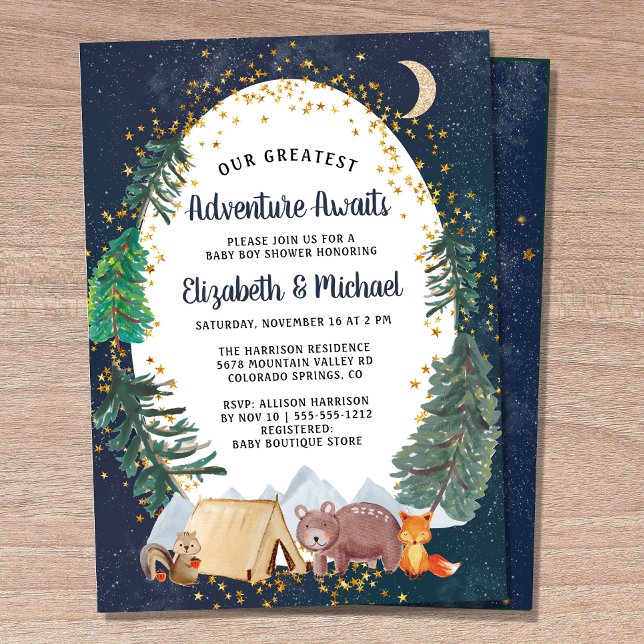 Rustic Camping Äventyr Par Baby Shower Inbjudningar (Skapare uppladdad)
