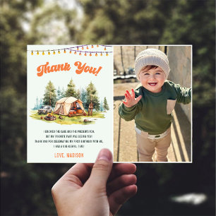 Rustic Camping Birthday Photo - tackkort Inbjudningar