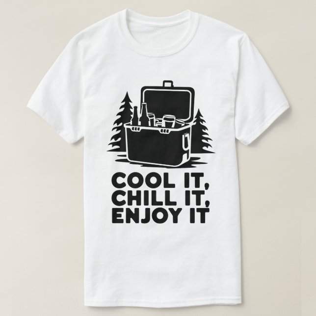 Rustic Camping Cooler med Drinks Äventyr Design T Shirt (Design framsida)