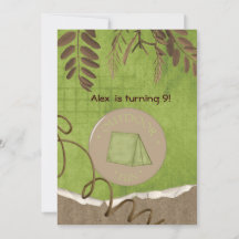 Rustic Camping Party Birthday-inbjudningar
