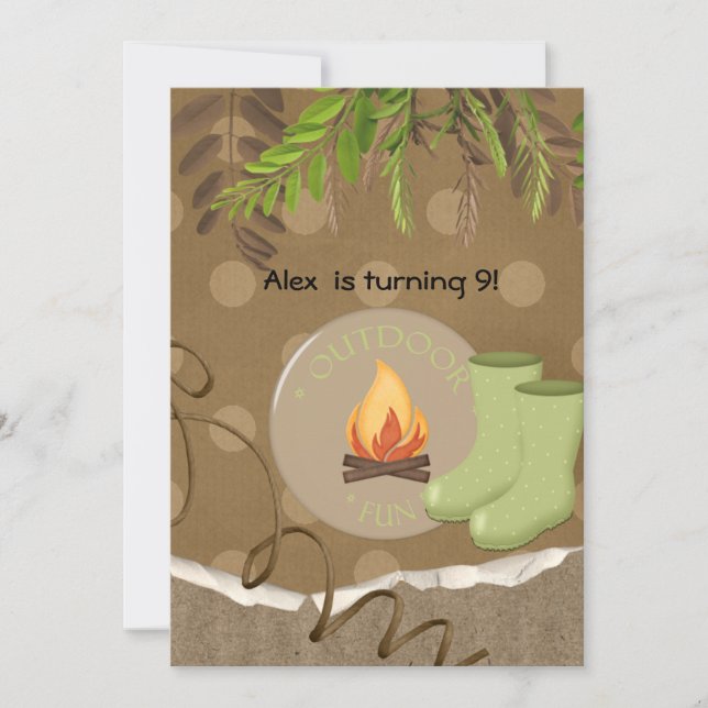 Rustic Camping Party Birthday-inbjudningar Inbjudningar (Framsida)