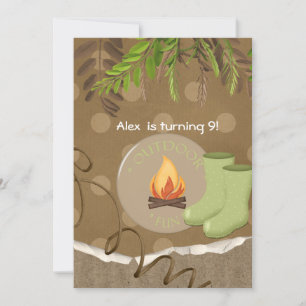 Rustic Camping Party Birthday-inbjudningar Inbjudningar