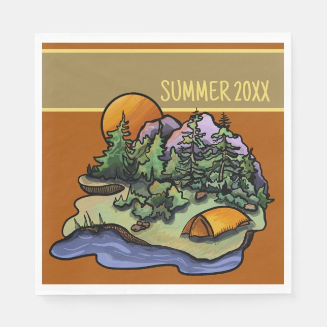 Rustic Camping Personlig Picnic Napkins Pappersservett (Framsidan)