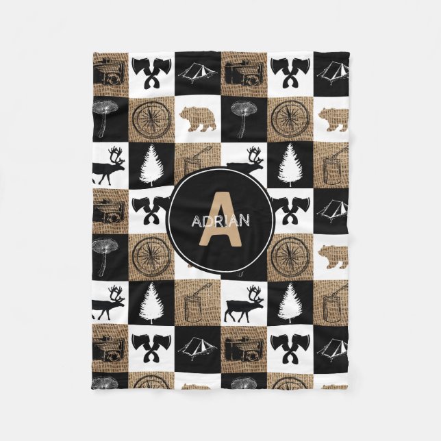 Rustic Camping utomhus Äventyr Fleecefilt (Framsidan)