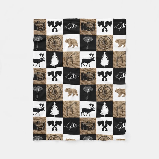 Rustic Camping utomhus Äventyr Fleecefilt (Framsidan)