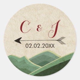 Rustic Camping Wedding-klistermärken Runt Klistermärke