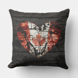 Rustic Canada Flagga Heart Graphic Wood Print Kudde