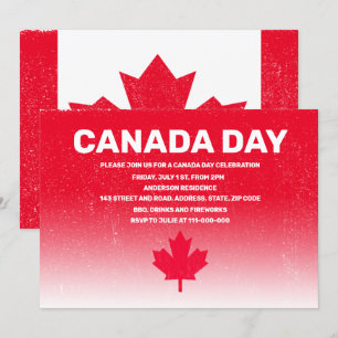 Rustic CANADA flagga Kanada Day Red water Invi Inbjudningar