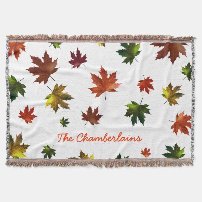 Rustic Canadian Maple Löv med ditt namn på White Filt (Framsidan)