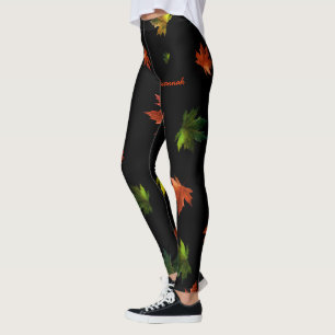 Rustic Canadian Maple Löv på Black Leggings