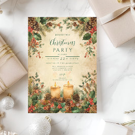 Rustic Candle Pinecone-jul Julkort