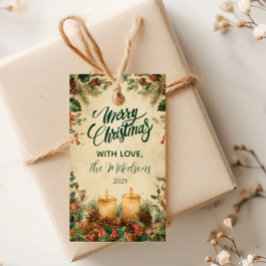 Rustic Candle Pinecone-jul Presentetikett