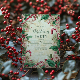 Rustic Candy cane jul Party Inbjudningar