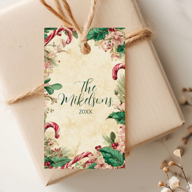 Rustic Candy cane jul Party Presentetikett (Skapare uppladdad)