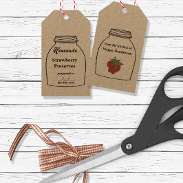 Rustic Canning Burk Märkre Strawberry Presentetikett