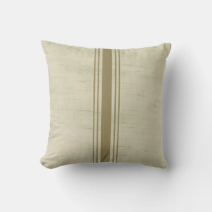 Rustic Canvas Burlap Beige Gold Stripe Kudde
