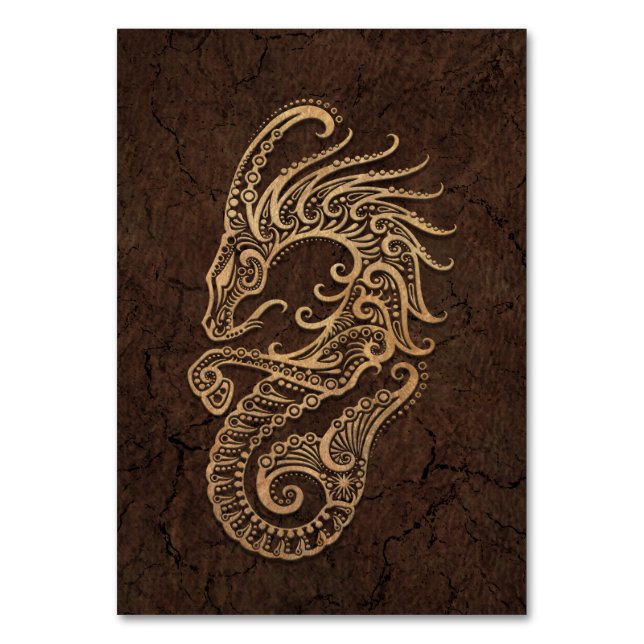 Rustic Capricorn Zodiac-tecken på steneffekt Bordsnummer (Framsidan)