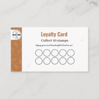 Rustic Caramel Bakery Loyalty Stamp Card Visitkort