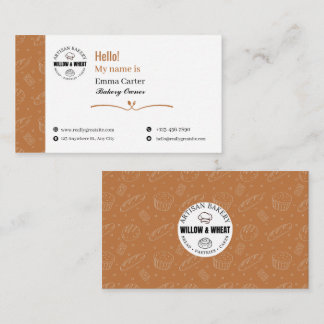 Rustic Caramel Bakery Owner Business Card Visitkort