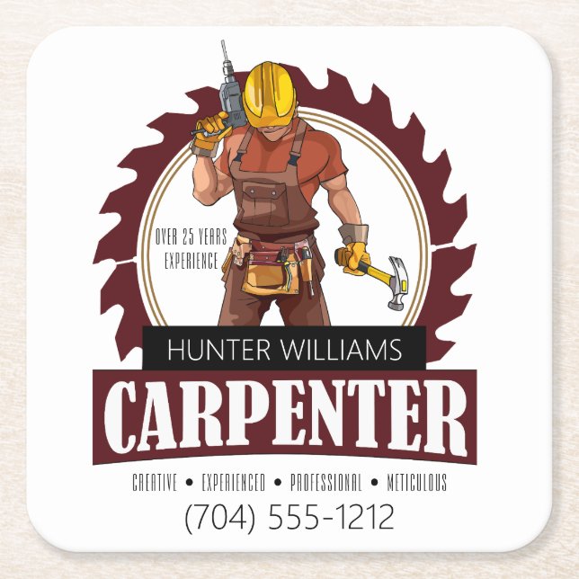 Rustic Carpenter Verktyg Woodworking Underlägg Papper Kvadrat (Framsidan)