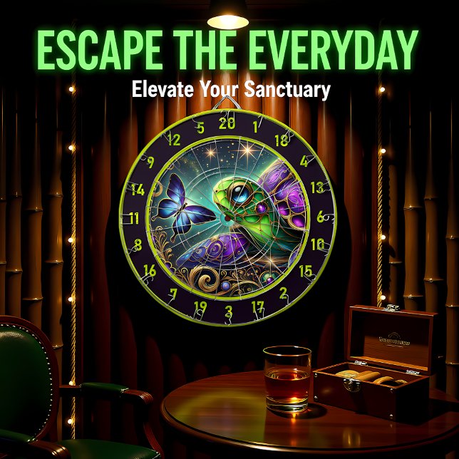 Rustic Celestial Turtle Butterfly Lodge Art Darttavla (Skapare uppladdad)