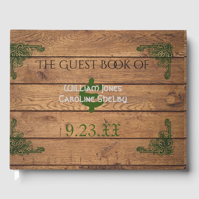 Rustic Celtic Claddagh Bröllop Guest Bok (Framsida)