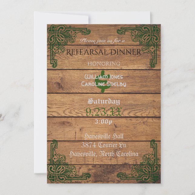 Rustic Celtic Claddagh Rehearsal Dinner Investigat Inbjudningar (Framsida)