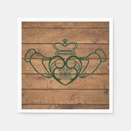 Rustic Celtic Claddagh Wood Struktur Pappersservett
