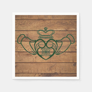Rustic Celtic Claddagh Wood Struktur Pappersservett