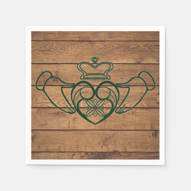 Rustic Celtic Claddagh Wood Struktur Pappersservett (Framsidan)