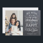 Rustic Chalk Board Väldigt God jul Photo Julkort<br><div class="desc">Typografidrivna foto-helgdagskort med ord "vi önskar er ett mycket god jul och ett Gott nytt år".</div>