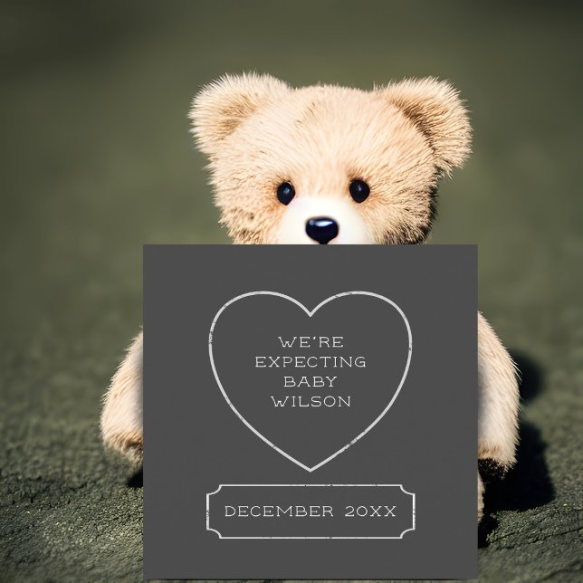 Rustic Chalk Heart Gravid Annocement Cards Meddelande (Skapare uppladdad)
