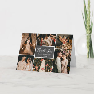 Rustic Chalkboard 6 Photo Collage Bröllop Tack Kort