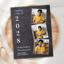 Rustic Chalkboard Anpassad 3 Photo Studenten Meddelande Vykort