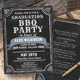 Rustic Chalkboard Backyard BBQ Party Simple GRAD Inbjudningar