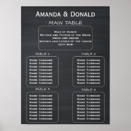 Rustic Chalkboard Bröllop 32 Gästplatsdiagram Poster