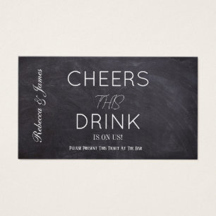 Rustic Chalkboard Bröllop Drink Voucher Biljett